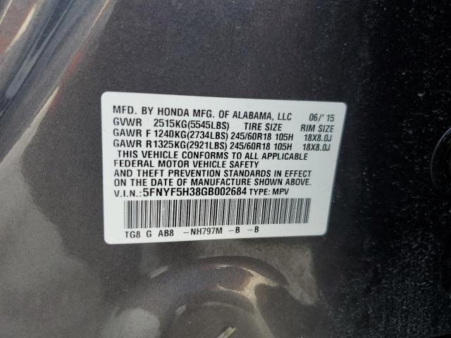 5FNYF5H38GB002684 Honda Pilot Ex