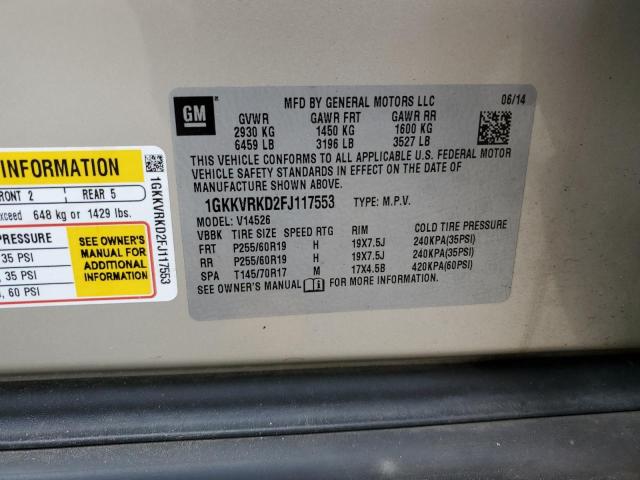 1GKKVRKD2FJ117553 GMC Acadia Slt-1