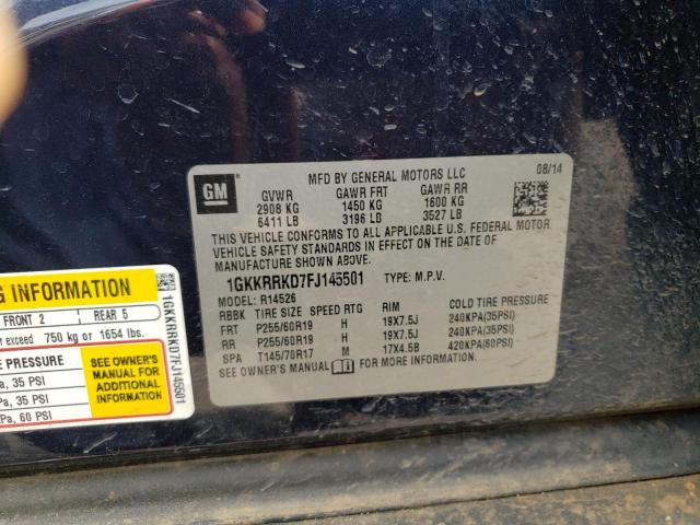 1GKKRRKD7FJ145501 GMC Acadia Slt-1