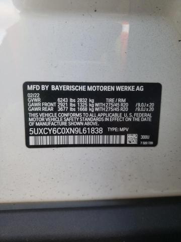 5UXCY6C0XN9L61838 BMW X6 Xdrive40i