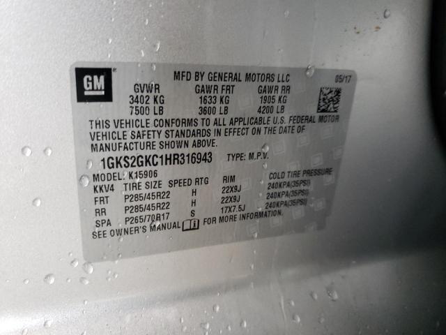 1GKS2GKC1HR316943 GMC Yukon Xl K1500 Slt