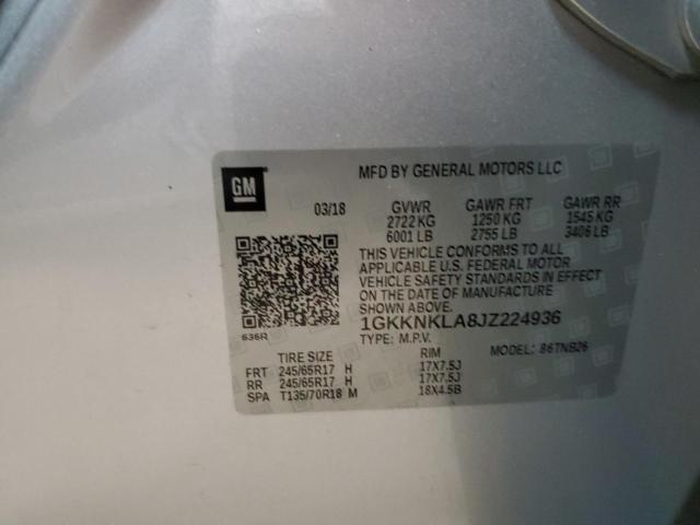 1GKKNKLA8JZ224936 GMC ACADIA SLE