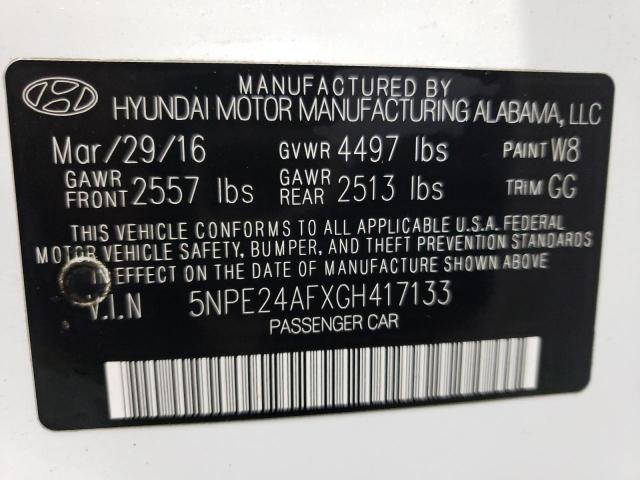 5NPE24AFXGH417133 Hyundai SONATA SE
