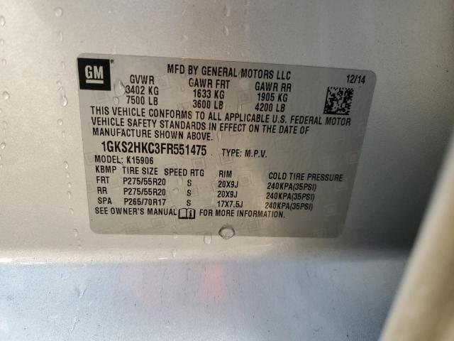 1GKS2HKC3FR551475 GMC Yukon Xl K1500 Slt