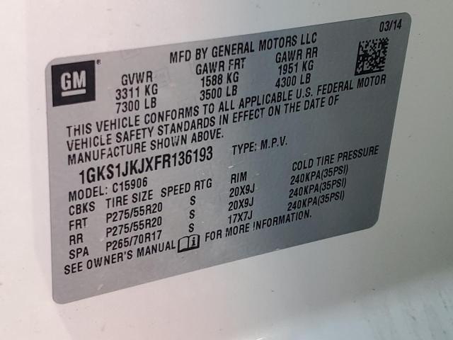 1GKS1JKJXFR136193 GMC YUKON XL DENALI