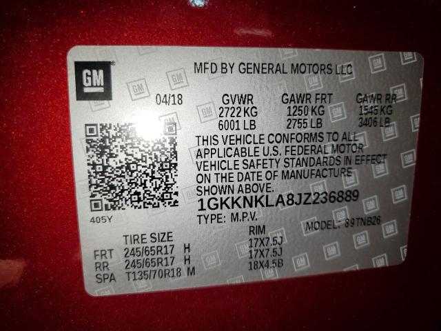 1GKKNKLA8JZ236889 GMC ACADIA SLE