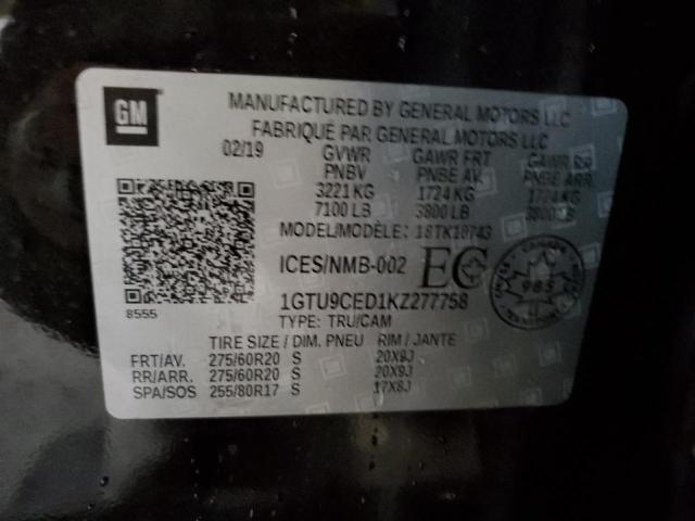 1GTU9CED1KZ277758 GMC Sierra K1500 Elevation