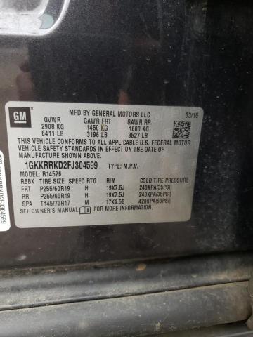 1GKKRRKD2FJ304599 GMC Acadia Slt-1