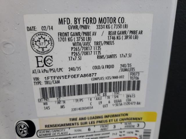 1FTFW1EF0EFA86877 Ford F150 Supercrew
