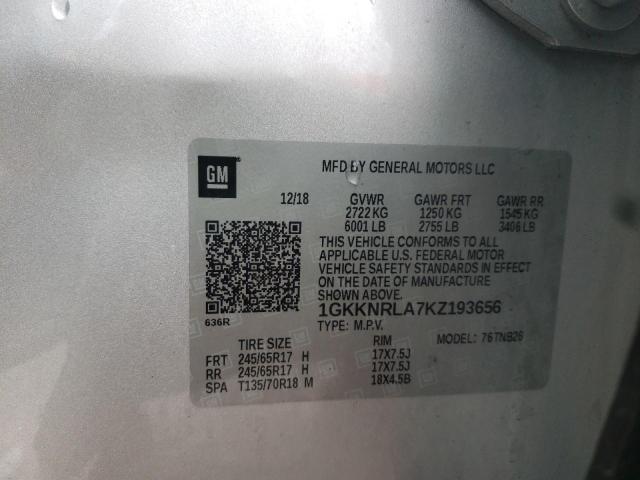 1GKKNRLA7KZ193656 GMC ACADIA SLE