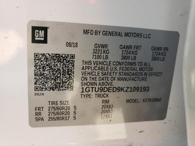 1GTU9DED9KZ109193 GMC Sierra K1500 Slt