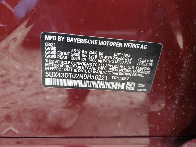 5UX43DT02N9H56221 BMW X4 M40i