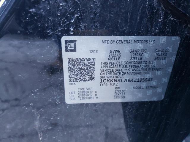 1GKKNKLA9KZ195643 GMC ACADIA SLE