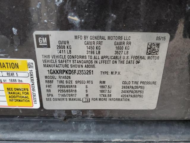 1GKKRPKD6FJ353261 GMC ACADIA SLE