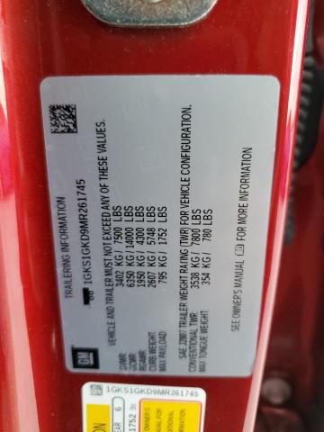 1GKS1GKD9MR261745 GMC Yukon Xl C1500 Slt