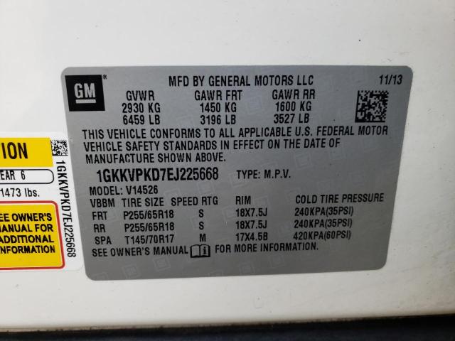 1GKKVPKD7EJ225668 GMC ACADIA SLE