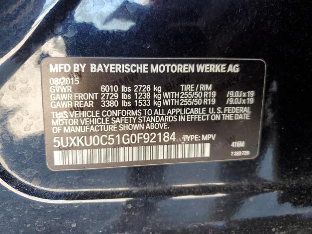 5UXKU0C51G0F92184 BMW X6 Sdrive35i