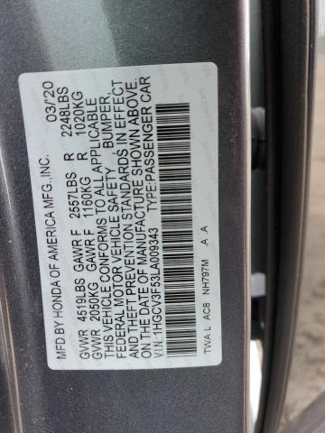1HGCV3F53LA009343 Honda Accord Hybrid Exl