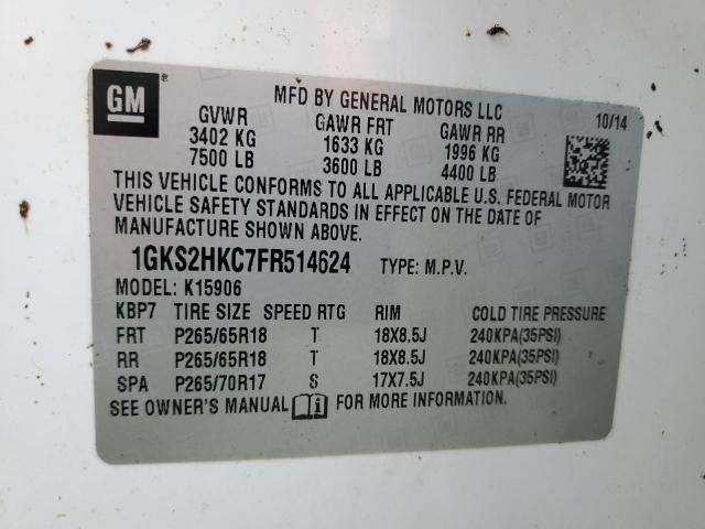 1GKS2HKC7FR514624 GMC Yukon Xl K1500 Slt
