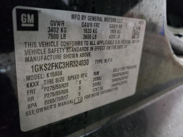 1GKS2FKC3HR324830 GMC Yukon Xl K1500 Sle