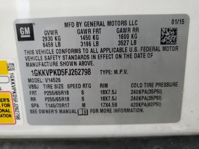 1GKKVPKD5FJ262798 GMC ACADIA SLE