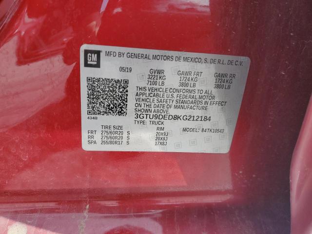 3GTU9DED8KG212184 GMC Sierra K1500 Slt
