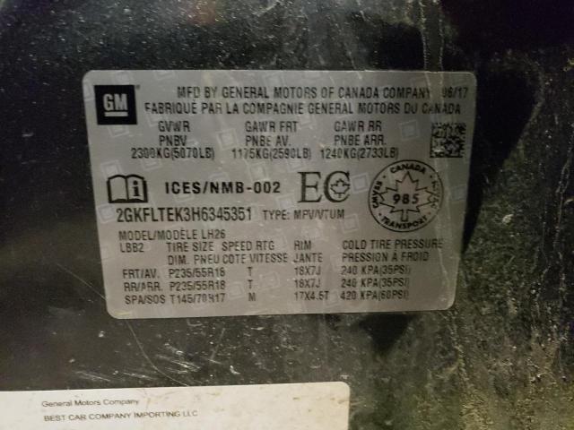 2GKFLTEK3H6345351 GMC Terrain Sle