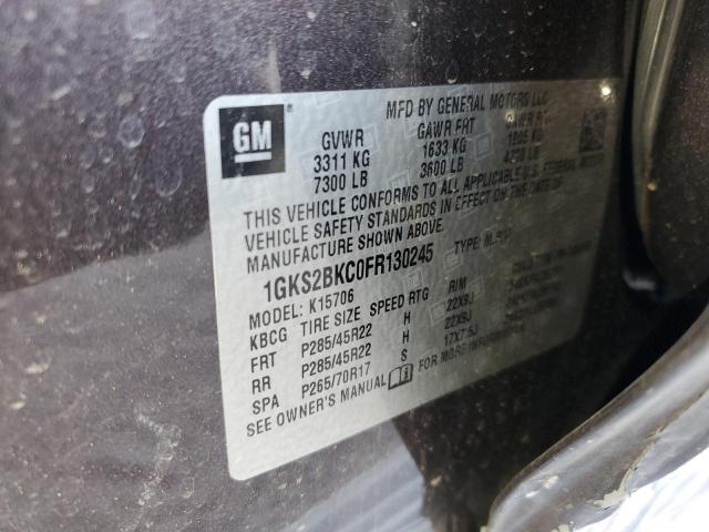 1GKS2BKC0FR130245 GMC YUKON SLT