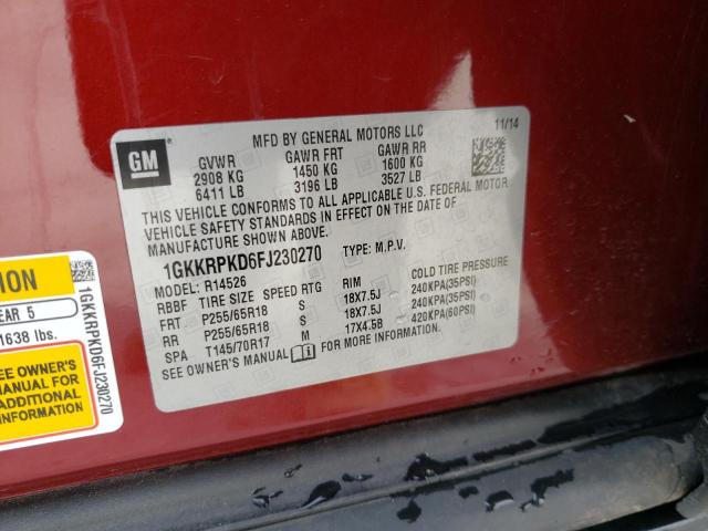 1GKKRPKD6FJ230270 GMC ACADIA SLE