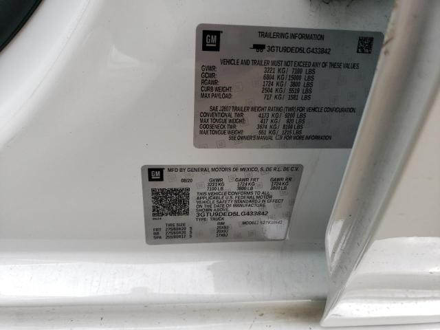 3GTU9DED5LG433842 GMC Sierra K1500 Slt
