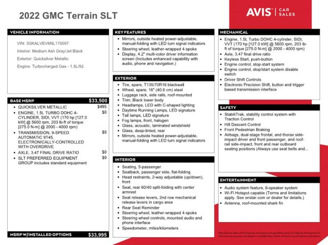 3GKALVEV6NL170097 GMC Terrain Slt