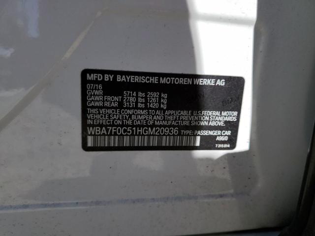 WBA7F0C51HGM20936 BMW 750 I
