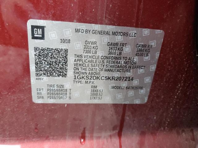 1GKS2DKC5KR207214 GMC YUKON SLT