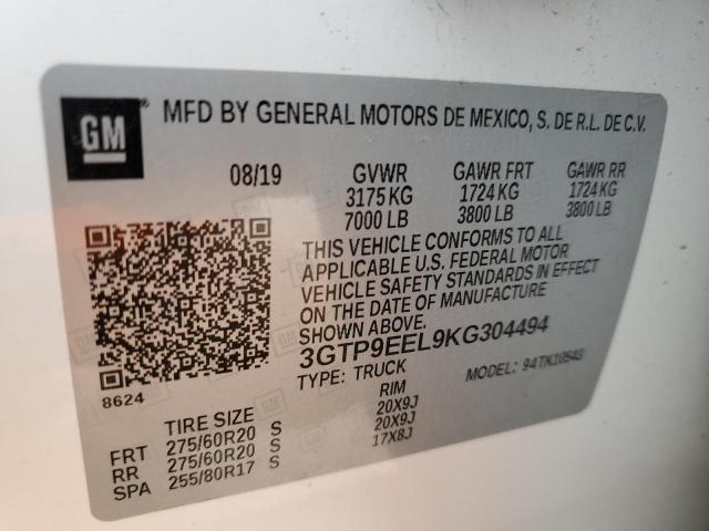 3GTP9EEL9KG304494 GMC Sierra K1500 At4