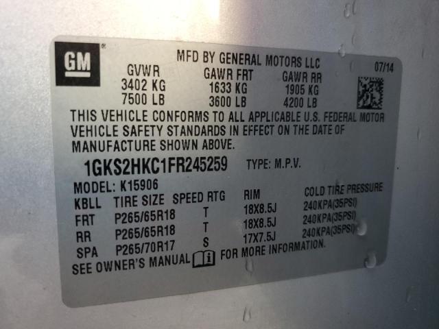 1GKS2HKC1FR245259 GMC Yukon Xl K1500 Slt