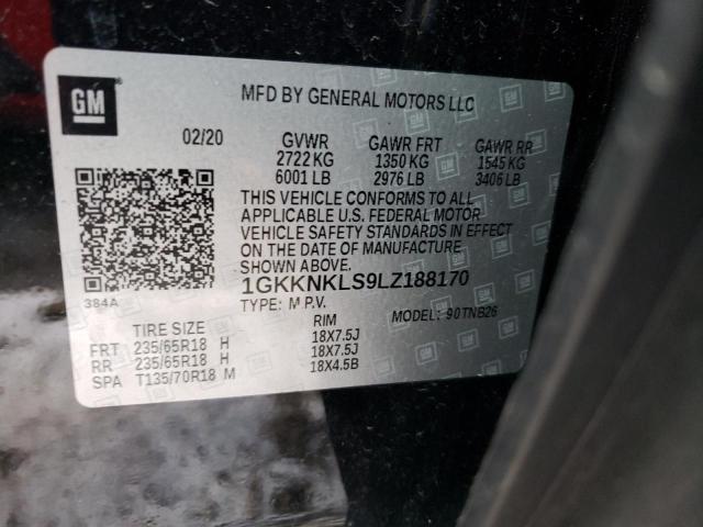 1GKKNKLS9LZ188170 GMC ACADIA SLE