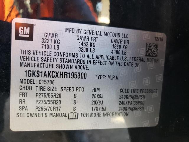 1GKS1AKCXHR195300 GMC YUKON SLE
