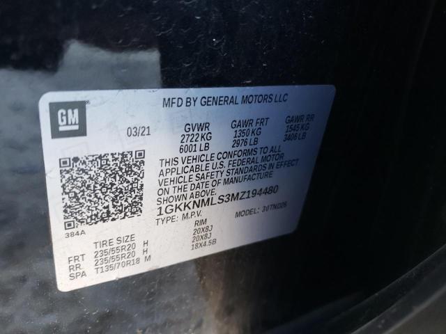 1GKKNMLS3MZ194480 GMC ACADIA SLT