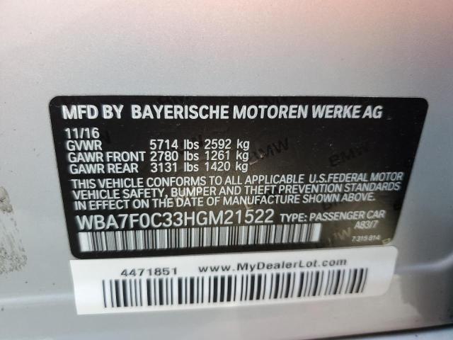 WBA7F0C33HGM21522 BMW 750 I