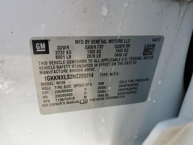 1GKKNXLS2HZ289314 GMC Acadia Denali