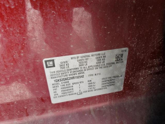 1GKS2GKC2HR192942 GMC Yukon Xl K1500 Slt