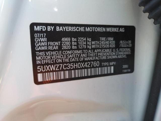 5UXWZ7C35H0X42760 BMW X3 Sdrive28i