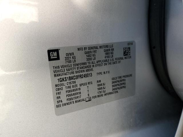 1GKS1BKC0FR249013 GMC YUKON SLT