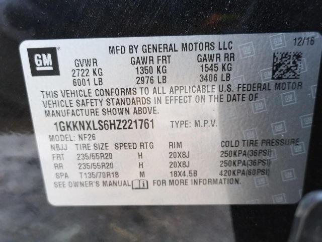 1GKKNXLS6HZ221761 GMC Acadia Denali