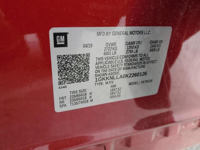 1GKKNLLA0KZ260126 GMC ACADIA SLE