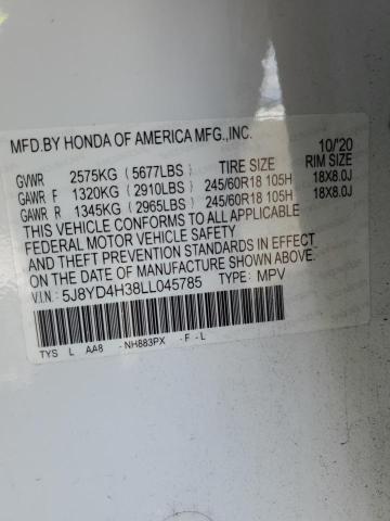 5J8YD4H38LL045785 Acura MDX