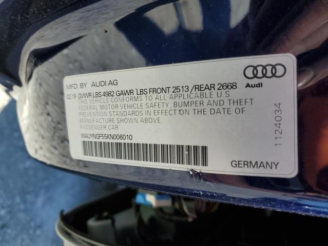 Auction sale of the 2019 Audi A5 Premium Plus , vin: WAUYNGF55KN006010, lot number: 144921073