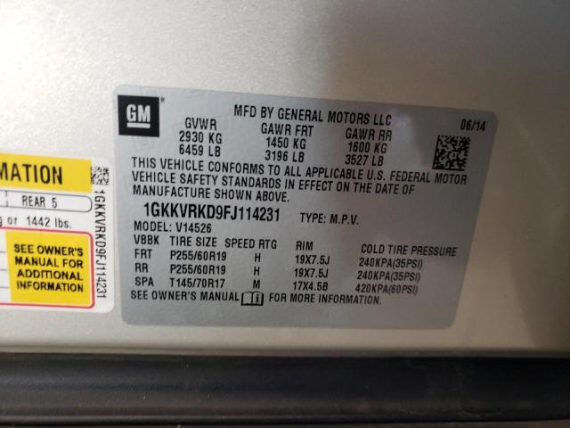 1GKKVRKD9FJ114231 GMC Acadia Slt-1