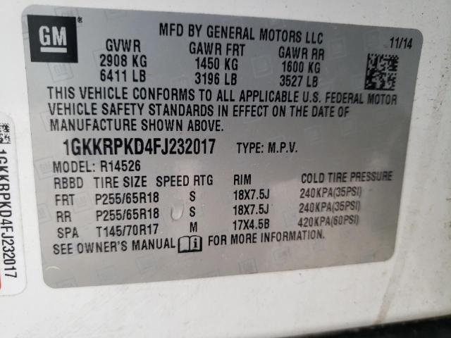 1GKKRPKD4FJ232017 GMC ACADIA SLE