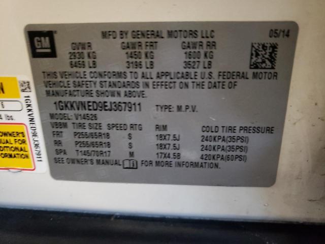 1GKKVNED9EJ367911 GMC ACADIA SLE